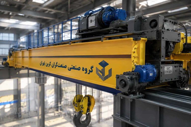نمای نزدیک جرثقیل سقفی دو پل گروه صنعتی صنعتگران کرین تهران
